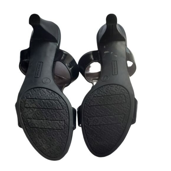 ETIENNE AIGER Womens Milo Heeled Sandal SZ 7M Black Horseshoe‎ Open Toe Straps - Picture 2 of 10